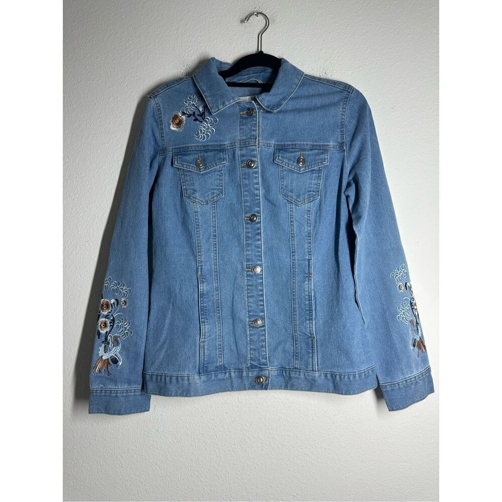Dress In Women’s Bohemian Denim Embroidered Jacket Light Blue Size 8 See Notes